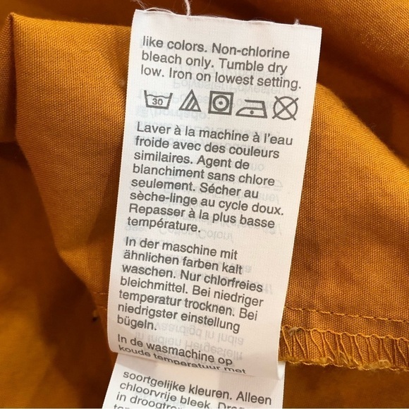 J. Crew Factory turmeric orange cotton blouse flutter sleeves eyelet lace S - Picture 9 of 10